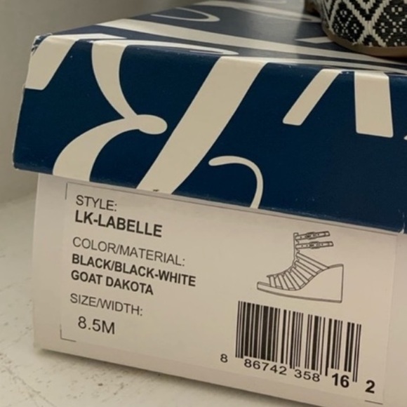 Lucky Brand Labelle' Caged Black And White Wedge Platform Sandal Size 8 1/2 - Picture 11 of 12
